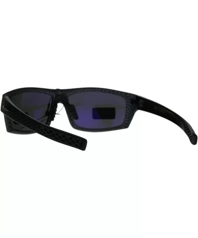 Mens Xloop Classic Rectangular Warp Biker Style Sunglasses - Carbon Fiber Pattern - CN18862YM3T $8.14 Rectangular