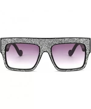 Womens Fashion Trendy Oversized Sunglasses Metal Hollow Cut Out - Silver Grey - CO18DWDKWLR $10.52 Rectangular