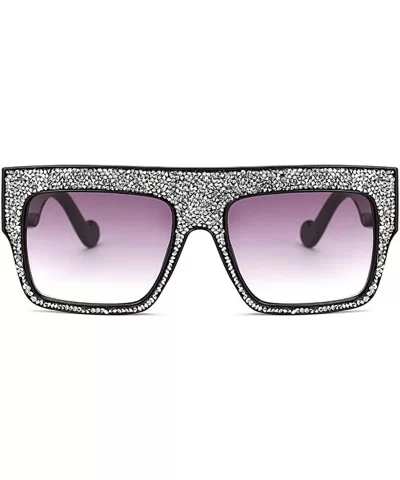 Womens Fashion Trendy Oversized Sunglasses Metal Hollow Cut Out - Silver Grey - CO18DWDKWLR $10.52 Rectangular