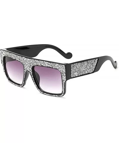 Womens Fashion Trendy Oversized Sunglasses Metal Hollow Cut Out - Silver Grey - CO18DWDKWLR $10.52 Rectangular