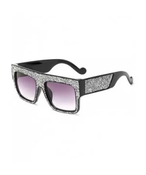 Womens Fashion Trendy Oversized Sunglasses Metal Hollow Cut Out - Silver Grey - CO18DWDKWLR $10.52 Rectangular