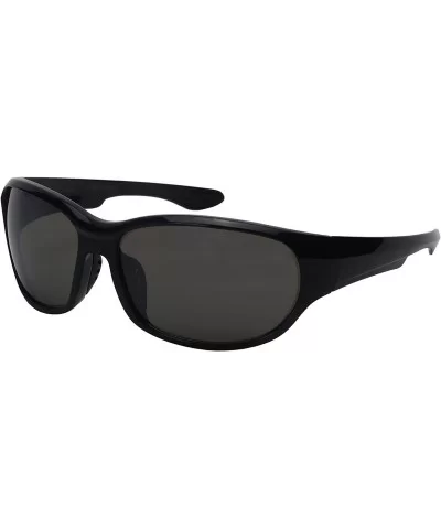 Wrap Shaped Sport Sunglasses 570109MT - Black Frame/Grey Flash Mirrored Lens - C218GZQGL5N $5.63 Wrap