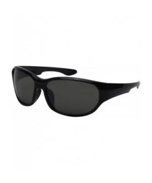 Wrap Shaped Sport Sunglasses 570109MT - Black Frame/Grey Flash Mirrored Lens - C218GZQGL5N $5.63 Wrap