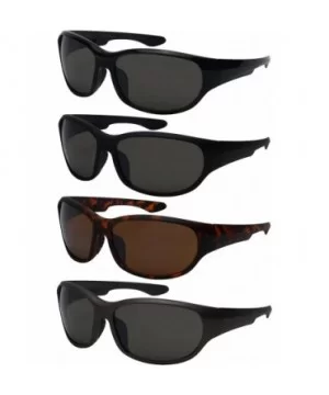 Wrap Shaped Sport Sunglasses 570109MT - Black Frame/Grey Flash Mirrored Lens - C218GZQGL5N $5.63 Wrap