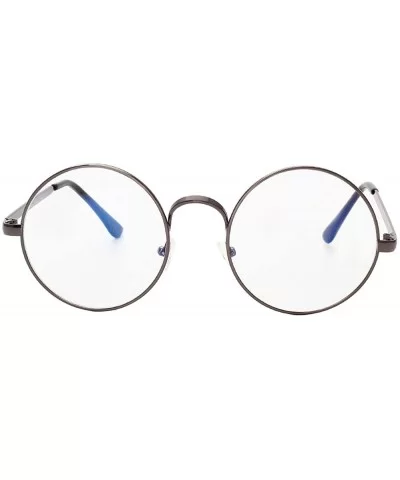 Retro Round Metal Frame Clear Lens Glasses Classic Unisex Eyewear - Grey - CF18EXUU3ED $6.73 Round