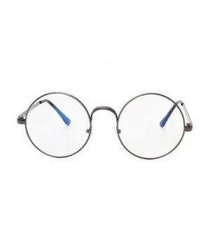 Retro Round Metal Frame Clear Lens Glasses Classic Unisex Eyewear - Grey - CF18EXUU3ED $6.73 Round