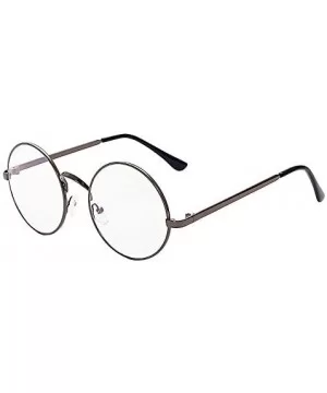 Retro Round Metal Frame Clear Lens Glasses Classic Unisex Eyewear - Grey - CF18EXUU3ED $6.73 Round