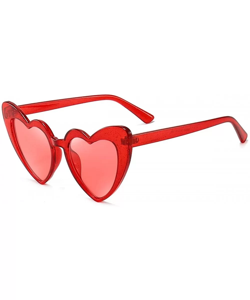 Heart Shaped Sunglasses For Women Vintage Clout Goggle Cat Eye Glitter stylish Love Glasses - CD1976N9DHO $5.55 Goggle