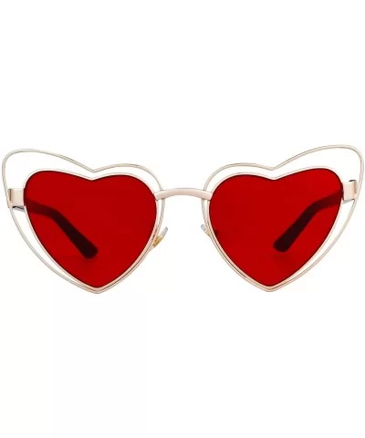 Clout Goggle Heart Sunglasses Vintage Cat Eye Mod Style Retro Kurt Cobain Glasses - Gold Frame Red Lens - CY18LG8E8NC $11.53 ...