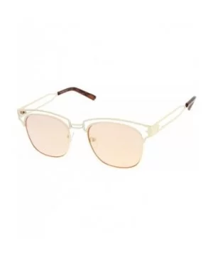 Modern Open Metal Colored Mirror Square Flat Lens Horn Rimmed Sunglasses 53mm - Gold / Pink Mirror - C212LZRU43V $6.60 Wayfarer