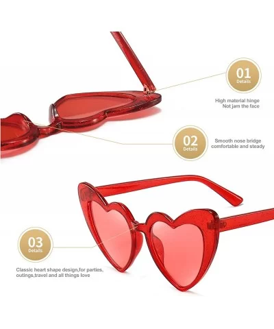 Heart Shaped Sunglasses For Women Vintage Clout Goggle Cat Eye Glitter stylish Love Glasses - CD1976N9DHO $5.55 Goggle