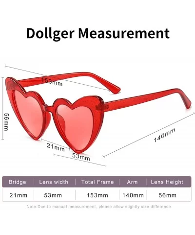 Heart Shaped Sunglasses For Women Vintage Clout Goggle Cat Eye Glitter stylish Love Glasses - CD1976N9DHO $5.55 Goggle