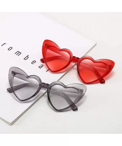 Heart Shaped Sunglasses For Women Vintage Clout Goggle Cat Eye Glitter stylish Love Glasses - CD1976N9DHO $5.55 Goggle