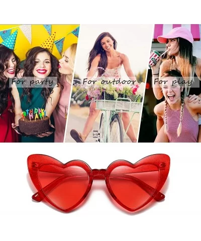 Heart Shaped Sunglasses For Women Vintage Clout Goggle Cat Eye Glitter stylish Love Glasses - CD1976N9DHO $5.55 Goggle