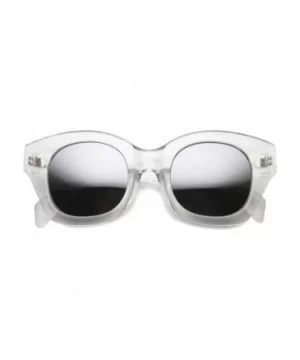 Oversize Bold Chunky Frame Square Mirrored Lens Cat Eye Sunglasses 46mm - Clear / Mirror - C8127Y68KF1 $8.55 Square