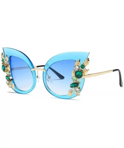 Bohemian Womens Fashion Artificial Diamond Cat Ear Metal Frame Brand Classic Sunglasses - Multicolor-e - CG18T50QSS6 $4.73 Oval