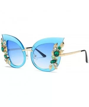 Bohemian Womens Fashion Artificial Diamond Cat Ear Metal Frame Brand Classic Sunglasses - Multicolor-e - CG18T50QSS6 $4.73 Oval