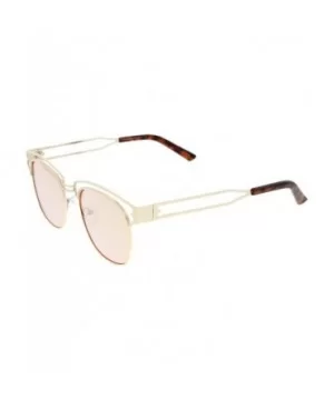 Modern Open Metal Colored Mirror Square Flat Lens Horn Rimmed Sunglasses 53mm - Gold / Pink Mirror - C212LZRU43V $6.60 Wayfarer