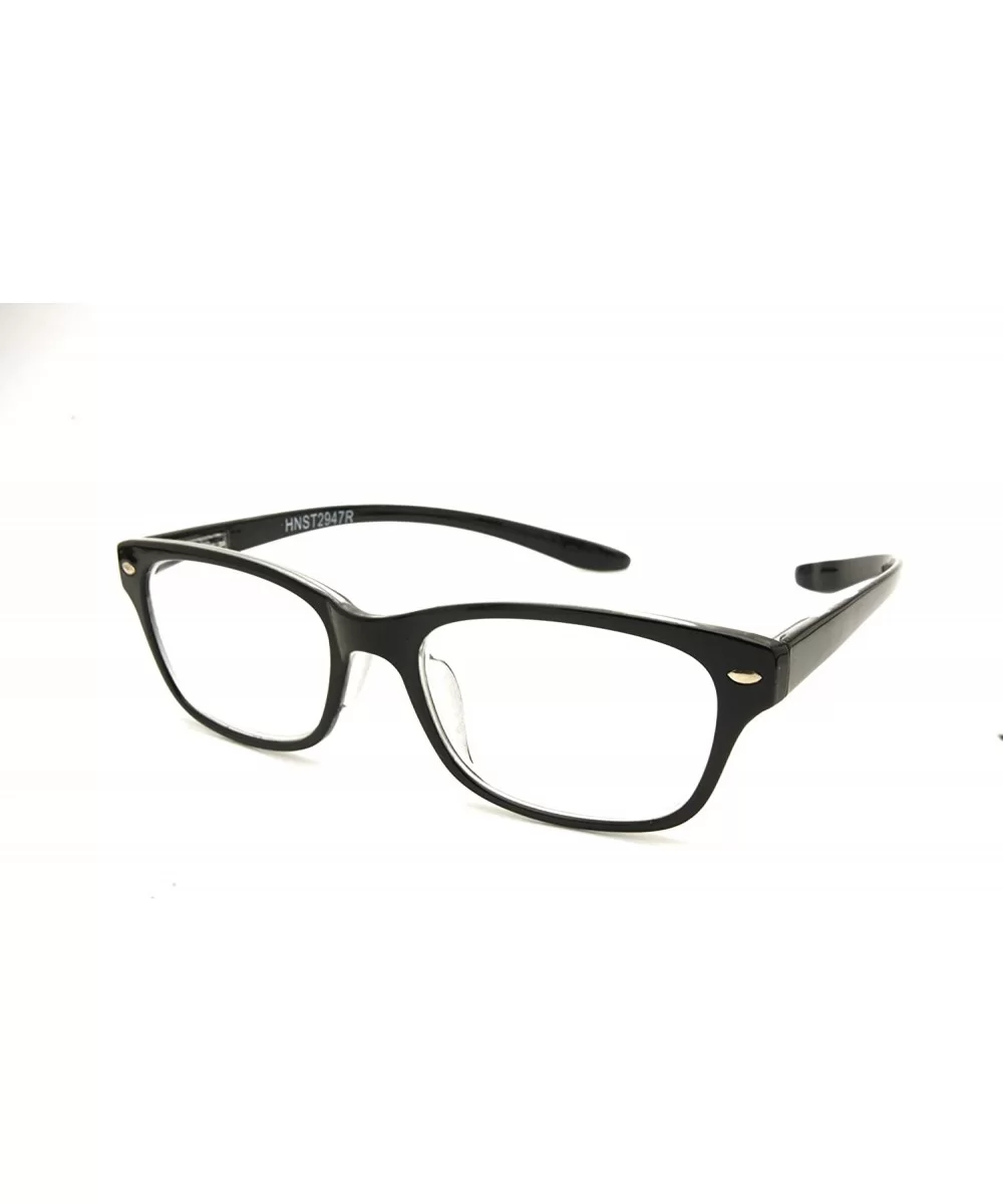 Lightweight Plastic Hanging Reading Glasses Free Pouch SPRING HINGE - Shiny Black Clear Unisex - CM17YIUXEMO $14.32 Sport