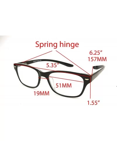 Lightweight Plastic Hanging Reading Glasses Free Pouch SPRING HINGE - Shiny Black Clear Unisex - CM17YIUXEMO $14.32 Sport