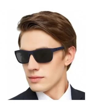 Mens TR90 Polarized UV 400 Protection Sport Rectangle Square Sunglasses for Men - Blue/Blue Line - CT18WGZWW4L $11.57 Sport