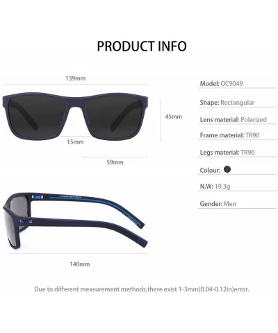 Mens TR90 Polarized UV 400 Protection Sport Rectangle Square Sunglasses for Men - Blue/Blue Line - CT18WGZWW4L $11.57 Sport