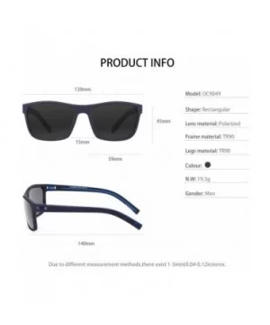 Mens TR90 Polarized UV 400 Protection Sport Rectangle Square Sunglasses for Men - Blue/Blue Line - CT18WGZWW4L $11.57 Sport