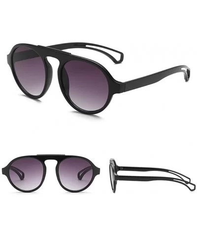 Round Oversized Sunglasses for Women Men Flat Top Fashion Shades Plastic Frame UV400 - F - CH18U8ZY28E $5.00 Round