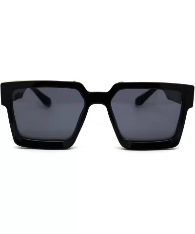 Womens Luxury Diva Art Deco Squared Mafia Plastic Sunglasses - Black Solid Black - CN18WYNKHHD $9.68 Oversized