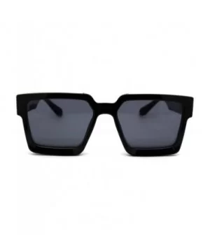 Womens Luxury Diva Art Deco Squared Mafia Plastic Sunglasses - Black Solid Black - CN18WYNKHHD $9.68 Oversized