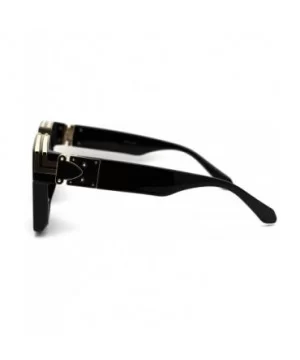 Womens Luxury Diva Art Deco Squared Mafia Plastic Sunglasses - Black Solid Black - CN18WYNKHHD $9.68 Oversized