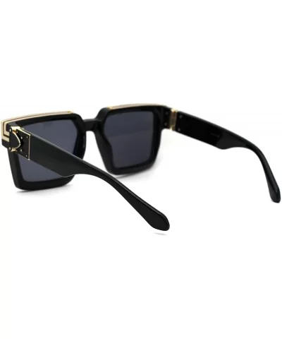 Womens Luxury Diva Art Deco Squared Mafia Plastic Sunglasses - Black Solid Black - CN18WYNKHHD $9.68 Oversized