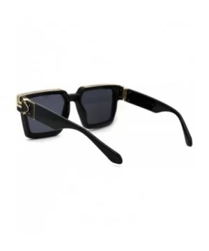 Womens Luxury Diva Art Deco Squared Mafia Plastic Sunglasses - Black Solid Black - CN18WYNKHHD $9.68 Oversized