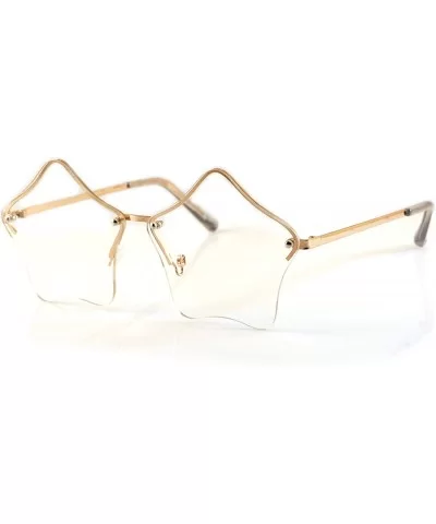 Star Shape Semi-Rimless Color Tinted Flat Lens Sunglasses A171 - Gold/ Clear - CI18D97MDLS $6.32 Semi-rimless