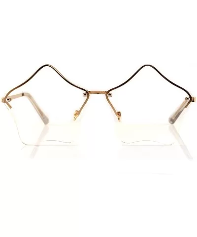 Star Shape Semi-Rimless Color Tinted Flat Lens Sunglasses A171 - Gold/ Clear - CI18D97MDLS $6.32 Semi-rimless