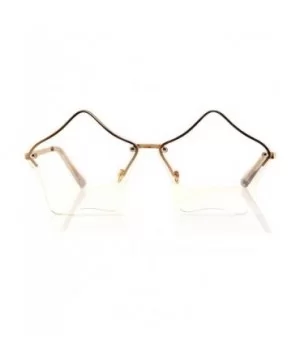 Star Shape Semi-Rimless Color Tinted Flat Lens Sunglasses A171 - Gold/ Clear - CI18D97MDLS $6.32 Semi-rimless