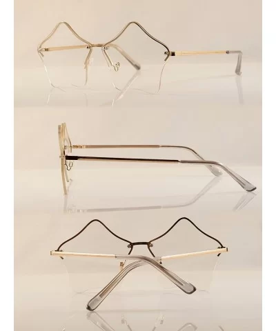 Star Shape Semi-Rimless Color Tinted Flat Lens Sunglasses A171 - Gold/ Clear - CI18D97MDLS $6.32 Semi-rimless