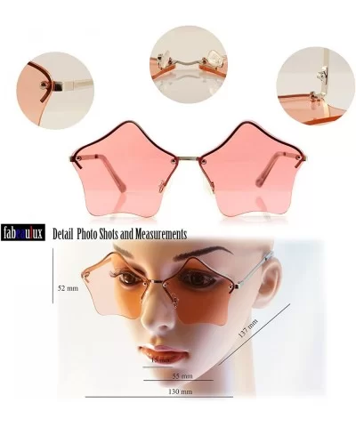 Star Shape Semi-Rimless Color Tinted Flat Lens Sunglasses A171 - Gold/ Clear - CI18D97MDLS $6.32 Semi-rimless