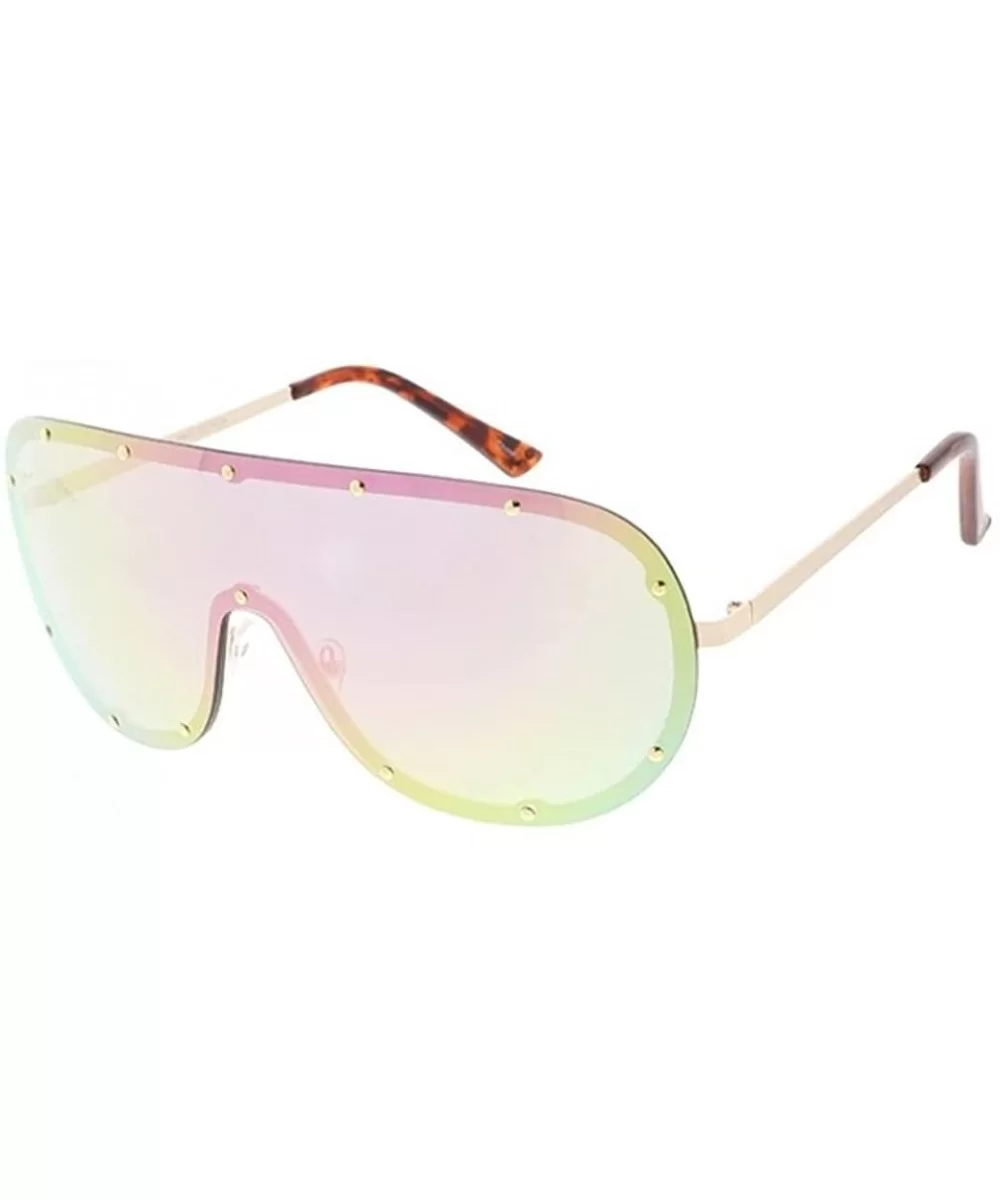 Unisex Disco Rimless Oversized Shield Aviator Sunglasses - Multi - CV18DSOMKX3 $17.81 Oversized