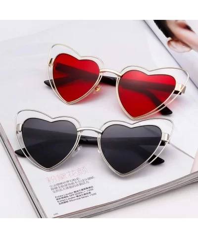 Clout Goggle Heart Sunglasses Vintage Cat Eye Mod Style Retro Kurt Cobain Glasses - Gold Frame Red Lens - CY18LG8E8NC $11.53 ...