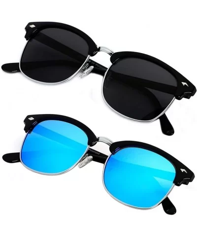 Polarized Sunglasses for Men Women Classic Half Frame Semi Rimless Polarized Uv Protection - C718QMDZDQE $10.41 Wayfarer