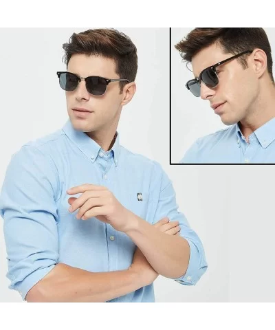 Polarized Sunglasses for Men Women Classic Half Frame Semi Rimless Polarized Uv Protection - C718QMDZDQE $10.41 Wayfarer