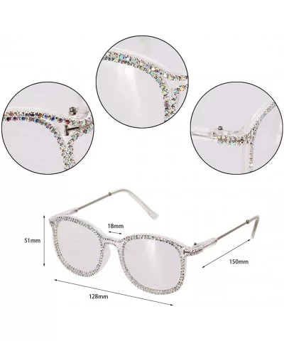 Sparkling Crystal Round Sunglasses UV Protection Rhinestone Sunglasses - Transparent Frame Colorful Rhinestone - CI18XLMX23U ...