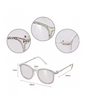 Sparkling Crystal Round Sunglasses UV Protection Rhinestone Sunglasses - Transparent Frame Colorful Rhinestone - CI18XLMX23U ...