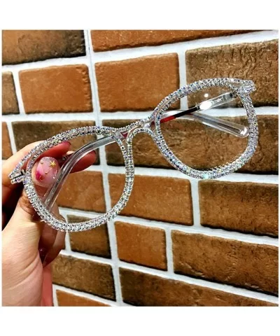 Sparkling Crystal Round Sunglasses UV Protection Rhinestone Sunglasses - Transparent Frame Colorful Rhinestone - CI18XLMX23U ...