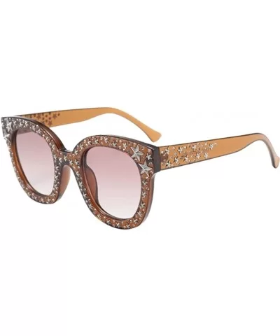 Womens Artificial Diamond Cat Eye Quadrate Star Big Frame Polarized Classic UV Protect Sunglasses (F - One) - CS18DG8AS5W $7....