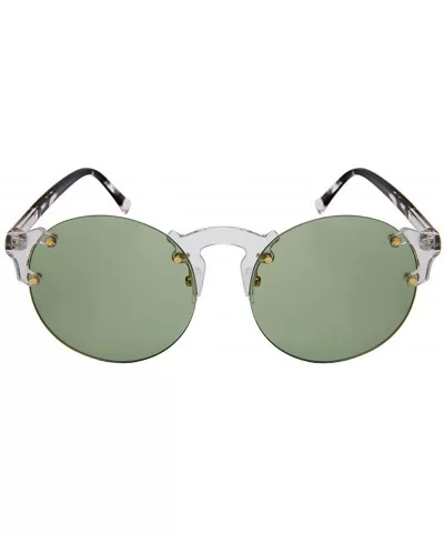 Futuristic Sunnies w/Flat Colored Lens E41081-FLCR - Clear+blackdemi - CN18565AZZ3 $6.11 Round