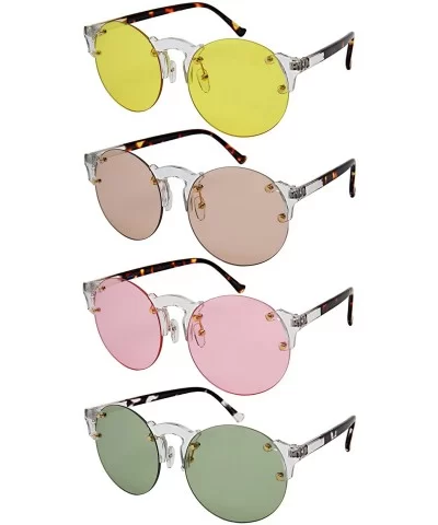 Futuristic Sunnies w/Flat Colored Lens E41081-FLCR - Clear+blackdemi - CN18565AZZ3 $6.11 Round