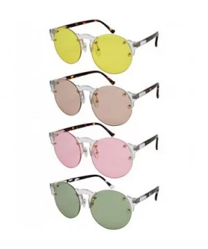 Futuristic Sunnies w/Flat Colored Lens E41081-FLCR - Clear+blackdemi - CN18565AZZ3 $6.11 Round