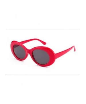 Womens Mens Cat Eye Bold Retro Oval Sunglasses Thick Frame - Red / Grey Lens - CL186X8TIAE $8.54 Round